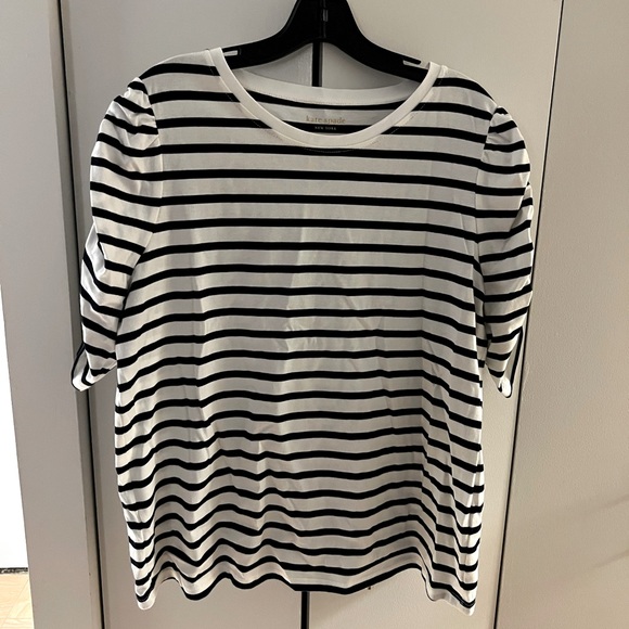 Kate Spade New York Short Sleeve Black and White Stripe Top Size XL - Picture 2 of 4